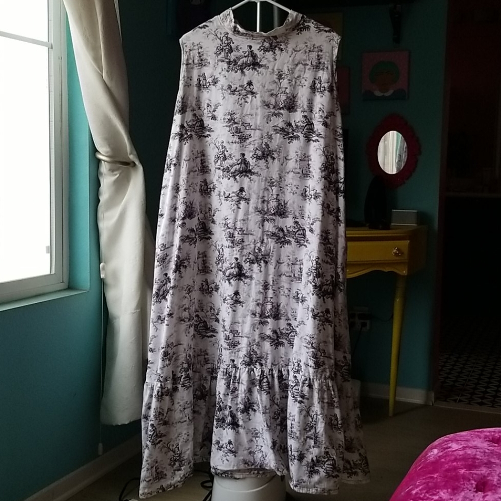 Toile print prairie maxi dress handmade! XXL